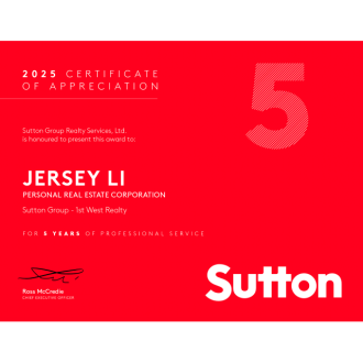 Sutton 5 Years Appreciation Award 2025