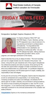 Awarded the Distinction of Fellow of the Real Estate Institute of Canada