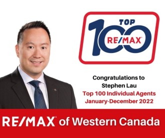 RE/MAX of Western Canada, Top 100 Realtor in sales performance (2022) / amongst ~6500 agents