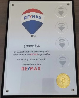 Outstanding sales achievement in the RE/MAX organization