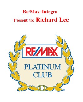 High Level Award by Re/Max Issued